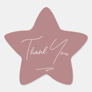 Adesivo Estrela Manuscrito Minimalista Muito Obrigado Pink Dusty