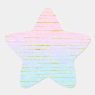 Adesivo Estrela Mão Azul Rosa com Linhas Douradas