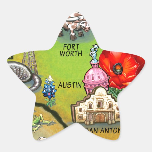 Adesivo Estrela Mapa de Cartões de Georgetown Texas (Frente)