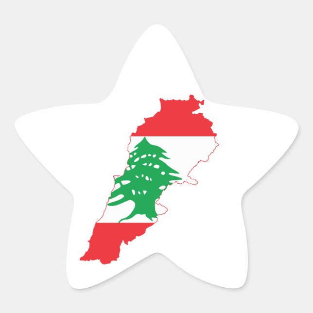 Adesivo Estrela Mapa de Sinalizador do Líbano (Frente)