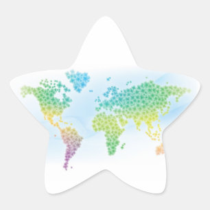 Adesivo Estrela Mapa do Mundo Colorido