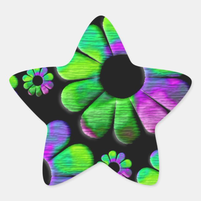 Adesivo Estrela Margarida azul roxa-neon (Frente)