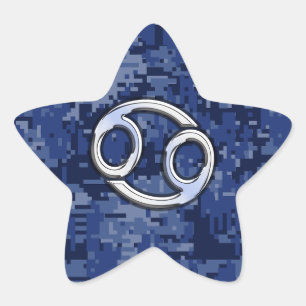 Adesivo Estrela Marinho de Sinal Zodiac  Cancer Azul Camo Digital
