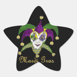 Adesivo Estrela Máscara Colorida de Bufões de Mardi Gras