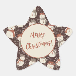 Adesivo Estrela Mellow Snowmen - Feliz Natal! Vermelho editável.