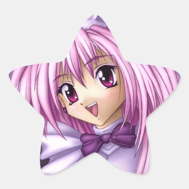 Adesivo Estrela Menina de Animação Bonita (Frente)