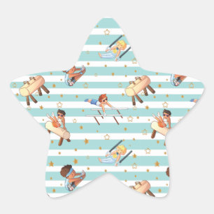 Adesivo Estrela Meninos ginástica Anéis paralelos Bares Pommel Hor