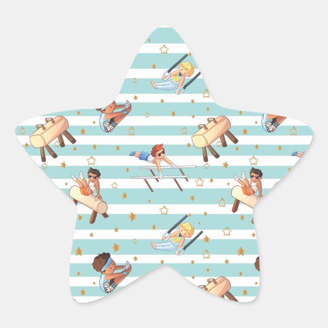 Adesivo Estrela Meninos ginástica Anéis paralelos Bares Pommel Hor (Frente)