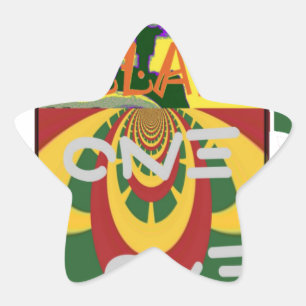 Adesivo Estrela Mensagem de amor em Rasta Colors Art Impressão