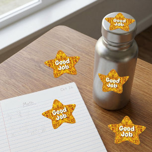 Adesivo Estrela Mensagem Personalizada (Estrela Dourada Brilhante)