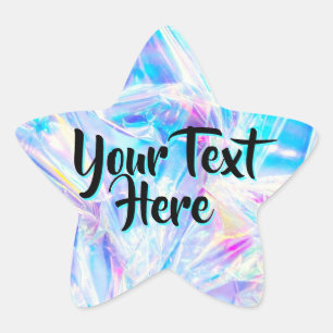 Adesivo Estrela Mensagem Personalizada Estrela Holográfica   Textu