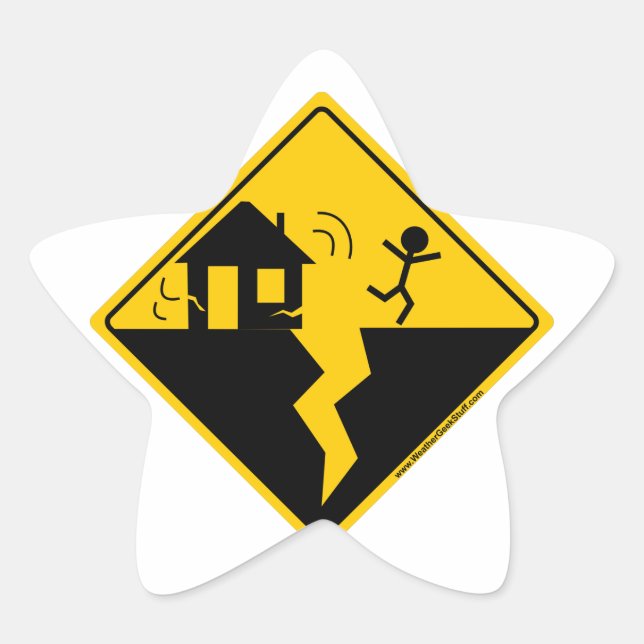 Adesivo Estrela Merchandise e Vestuário de Alerta Terremoto (Frente)