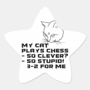 Adesivo Estrela Meu Gato Joga Xadrez