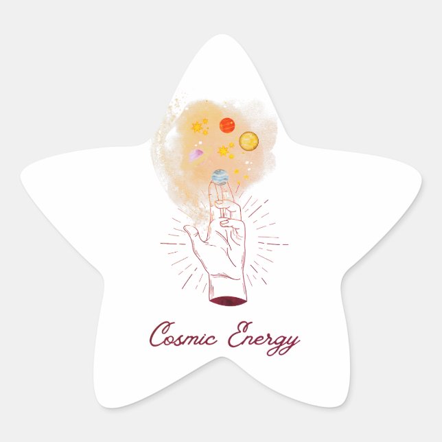 Adesivo Estrela Minimalist Cosmic Hand Sticker - Celestial Line Ar (Frente)