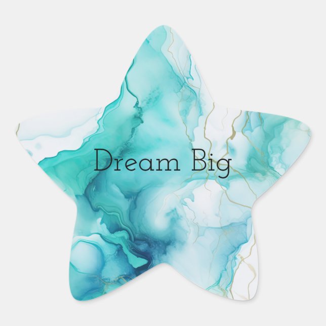 Adesivo Estrela Mint Aqua Ink Marble (Frente)