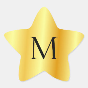 Adesivo Estrela Modelo de Monograma Moderno e Moderno Dourado