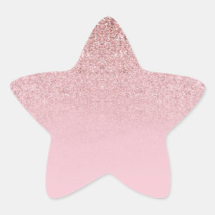 Adesivo Estrela Modelo Elegante Moderno Rosa Dourado Brilho Em Bra