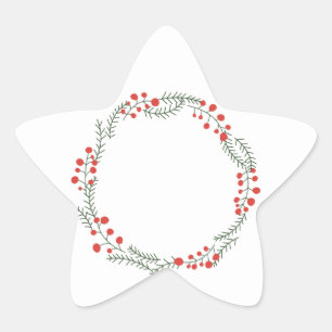 Adesivo Estrela Moldura de grinalda rústica em branco Natal fofo