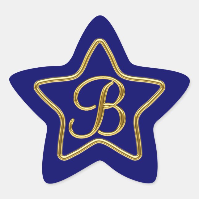 Adesivo Estrela Monograma B em ouro 3D (Frente)