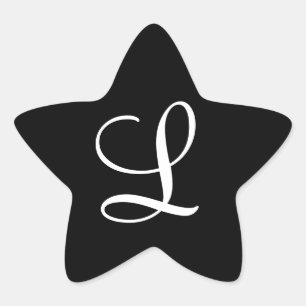 Adesivo Estrela Monograma Branco inicial em preto