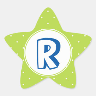 Adesivo Estrela Monograma de bolinhas amarela super-herói