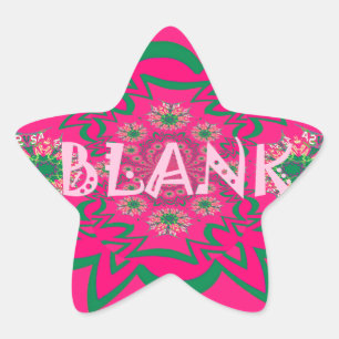 Adesivo Estrela Monograma Floral Rosa Vibrante Sombreado Roxo Bebê