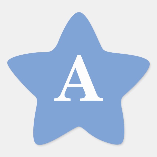 Adesivo Estrela Monograma Inicial Azul de Centáurea Branco Persona (Frente)