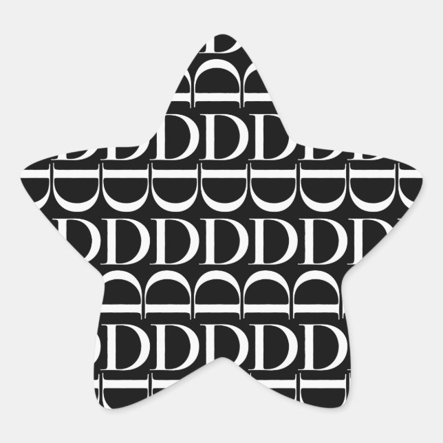 Adesivo Estrela Monograma - Letra Inicial D (Frente)