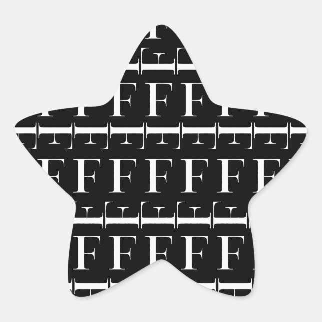Adesivo Estrela Monograma - Letra inicial F (Frente)