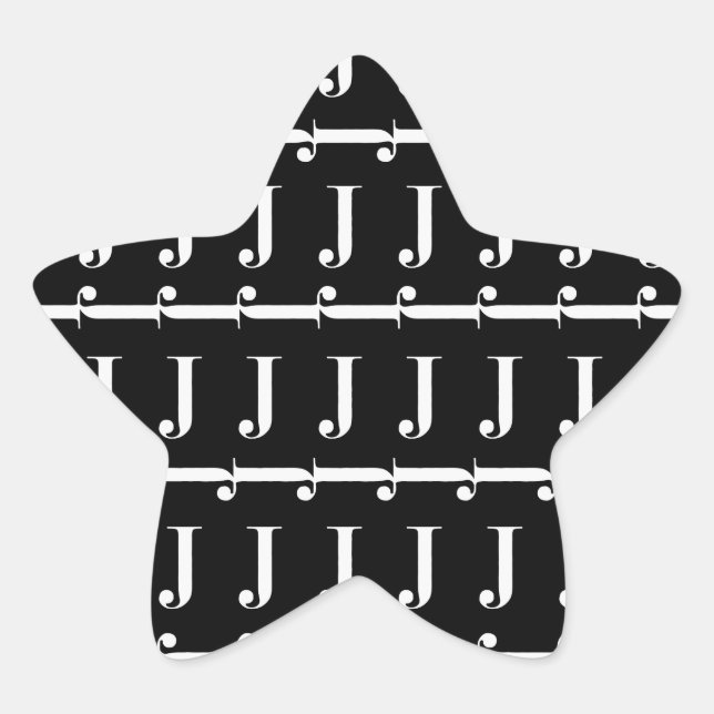 Adesivo Estrela Monograma - Letra Inicial J (Frente)