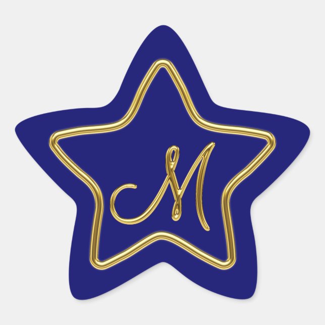 Adesivo Estrela Monograma M em ouro 3D (Frente)