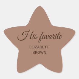 Adesivo Estrela Mousse Simples Elegante Mocha com Casamento Monogr