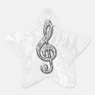 Adesivo Estrela Música Nota Floral Damask Diamante Impresso