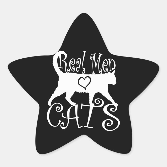 Adesivo Estrela Na moda Real Men Love Cats (Frente)