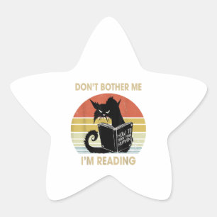 Adesivo Estrela Não Me Incomode Lendo Livros De Leitura De Gatos