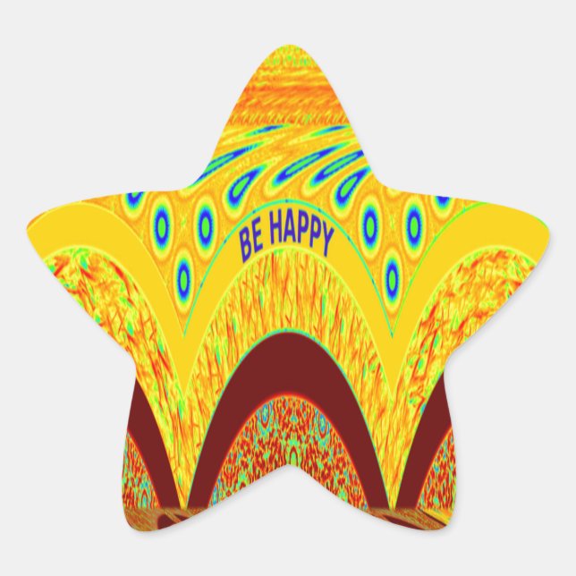 Adesivo Estrela Não se preocupe, seja Impressão de arte feliz (Frente)