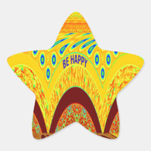 Adesivo Estrela Não se preocupe, seja Impressão de arte feliz