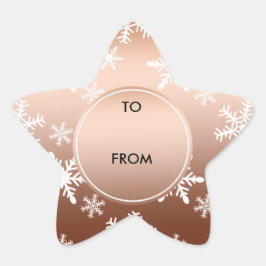 Adesivo Estrela Natal Dourado com flocos de neve brancos