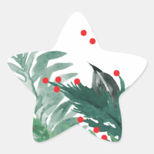 Adesivo Estrela Natal Festivo Verde e Vermelho