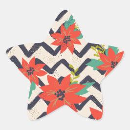 Adesivo Estrela Natal Red Poinsettia Black & White Chevron