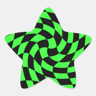 Adesivo Estrela Néon verde-branco e estrela negra