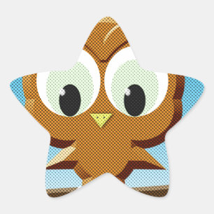Adesivo Estrela Newsprint Cartoon Owl