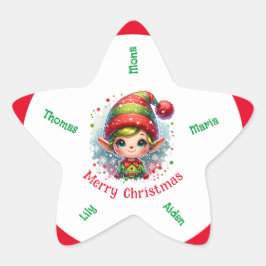 Adesivo Estrela Nome personalizado do Elf de Natal bonito