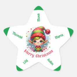 Adesivo Estrela Nome personalizado do Elf de Natal bonito