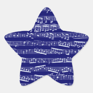 Adesivo Estrela Notas da música dos azuis marinhos