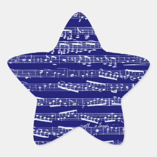 Adesivo Estrela Notas de música azul marinho