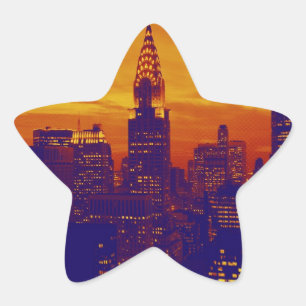 Adesivo Estrela Nova Iorque Pop de Arte Azul Laranja