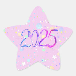 Adesivo Estrela Número de ano novo 2025 que cria um pastel bonito