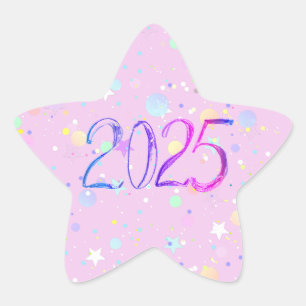 Adesivo Estrela Número de ano novo 2025 que cria um pastel bonito 