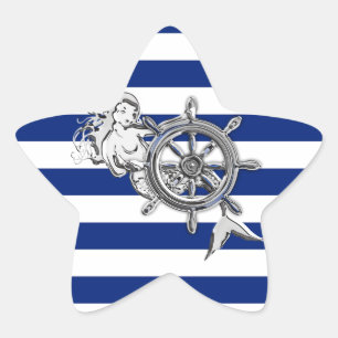 Adesivo Estrela O cromo gosta da sereia em listras náuticas